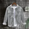 corduroy Shirt Men's Cargo Jacket Casual Spring Autumn Loose Coat Spring Cardigan Turn-down Collar Spring Shirt masculina h63T#