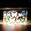Clusterringe Trendy Luminous Butterfly für Frauen, die in Dark Heart Star String Legierung verstellbarer Öffnungsfinger Ring Charms Schmuck leuchten