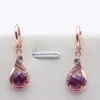 Boucles d'oreilles pendantes légères de luxe pour femmes, bijoux élégants, violet, or, rouge, Style Long, gouttes d'eau, Rose 14K, 585