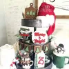 Plateau à plusieurs niveaux de noël, 68 pièces, ensemble de décoration de ferme, décor de vacances d'hiver, panneaux à thème, décor de moulin à vent rustique