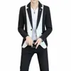 2023 Spring Splicing 2 Piece Suit Men Busin Casual Suits Streetwear Party Prom Wedding Suits Fi Blazer Trousers p3qI#