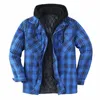 Mens Winter Hooded Shirt Jacket Men's Casual Loose Thicked Warm Harajuku Cott Flanell Plaid Hooded Coat Outdoor Work Outwear K77k#