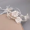 Necklace Earrings Set 2Pcs Bridal Jewelry For Women Silk Flower Lacing Hair Vines Headband Woman Party Prop Headpieces