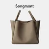 Song Songmont Vegetable Basket Bag Ny Tote Bag Stor Capacity Head Layer Cowhide One Shoulder Laptop Computer Bag 240328