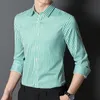 2023 Top Calidad No Iring Stretch Men Dr Shirt LG Manga No Trace Soft Cozy Pocket-L Formal Regular Fit Camisa a rayas G71H #