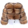 Maomaokg réel manteau de fourrure femmes naturel Racco fourrure veste femme hiver chaud manteau de fourrure de renard de haute qualité Lg manches avec chapeau 26IK #