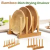 Küche Lagerung Schüssel Bambus Waschbecken Zubehör Besteck Rack Regal Platte Ständer Topf Deckel Halter Abtropfgestell