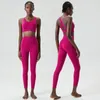 Ensembles actifs Femmes deux pièces Fitness Yoga ensemble couleur unie Super Stretch costume de gymnastique respirant séchage rapide course vêtements de sport vêtements d'entraînement