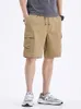 Летние шорты-карго мужские с несколькими карманами, быстросохнущие, дышащие, легкие, тонкие, свободные, бермуды цвета хаки, короткие мужские прямые повседневные шорты e02U #