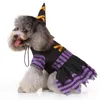 Hundkläddräkt Witch Cat Clothes Puppy Wizzard Cape med hattfest gynnar för storlek