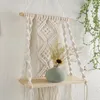 Tapisserier handvävda tapestry rack hyllvägg hängande bomull rep bohemisk macrame förvaring trä dekorativa ornament