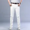 2023 Nya män Khaki Jeans Classic Style Busin Fi Solid Color Stretch Straight Denim Trousers Mane Brand Pants D3sl#