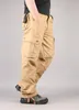 Pantalon pour hommes, plus la taille, cargo long, pleine longueur, jambe droite, décontracté, multi-6 poches, combat militaire, tactique, noir, été
