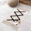 Carpets Tufted Ethnic Wind Mat Black Diamond Cotton Doormat Bedroom Bedside Footrest Living Room Coffee Table Floor