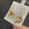 Top luxury fine designer jewelry V Gold Full Sky Star Womens Full Diamond Double Button Pendant Rose Gold Fashion Simple and Versatile Original 1to1 With Real Logo