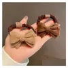 Hårgummiband Korea Dongdamen Autumn and Winter New Color Flocking Bow Circle Simple Temperament High Elastic Binding Headrope St Otzon