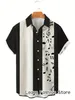 メンズカジュアルシャツメンサマーポーカーシンボルストライププリントシャツビーチ半袖衣類男性ボタンラペルカラーファッションレジャーウェア