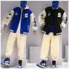 Klein Blue Baseball Jacket män unisex vintage lapptäcke jacka vår ins hip hop amerikansk baseball tröja par casual coat 46ar#