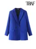 TRAF femmes Chic bureau dame Double boutonnage Blazer Vintage manteau mode col cranté à manches longues dames vêtements d'extérieur élégant hauts 240318