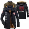 Dodge Logo Men's Winter Cott Jackets Hooded Parkas Cordeiro Forro de Pele de Pelúcia Homens Frio Espessamento Fi Jaqueta de Motocicleta Z8An #