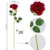 人工バラのベルベットの花と長い茎の偽のバラの花束Bouquet diy for Home Wedding Decor 20 PCS 240322