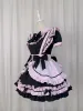 Anime gothique Lolita JSK Dr manches courtes Kawaii Bow Maid Party Dres Cosplay Chats Fille Harajuku Mignon Rose Volants Noir A1UH #