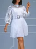 Casual Dresses Wmstar Women S-5XL Solid Elegant Hollow Out Sleeve Summer Midi Wholesale Drop With Bandage 2024
