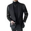 2023 Новый мужской танцевальный вечерний повседневный костюм, куртка Fi с застежкой-молнией Decorati, мужские черные пиджаки для отдыха, облегающая одежда 26UF #