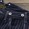 amekaji Vintage 13.5oz Striped Jeans Men Autumn Winter New Multi-pocket Loose Wide Leg Overalls Old Jeans Retro Casual Trousers x9J4#