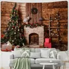 Tapestries Holiday Tapestry Christmas Tree Fireplace Warm Home Wall Hanging Background Hippie Bedroom Decoration Gifts