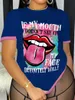 LW Plus Taille Lip Lettre Imprimer T-shirt d'été T-shirt à manches courtes Femme Fi Col rond Casual Top T-shirt à manches courtes m3lT #