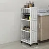 Kitchen Storage 3/4Layers Door Clip Trolley With Wheel Plastic Shelving Place Type Toilet Clamp Landing Rack Household Gap