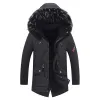 winter New Mens Jackets Warm Fleece Lined Hooded Fur Collar Parkas Coat Male Fi Windproof Thick Cott Men Clothing T8wc#