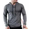 Hommes Fitn Survêtement Courir Sport À Capuche Gym Joggers À Capuchon D'entraînement En Plein Air Chemises Tops Vêtements Muscle Training Sweat s5T0 #