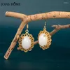 JoiasHome Ohrhänger, groß, 10–14 mm, synthetische weiße Jade, Tropfen, Goldfarbe, Silber, Schmuck, Damenohrringe für Party, Jahrestag