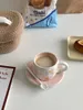 Tasses et soucoupes en fleurs de cerisier, ensemble de tasses et assiettes à café avec main, tasse de haute beauté, cadeau d'anniversaire, eau en céramique, 250ml