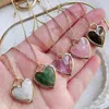 Healing Natural Crystal Pendant Necklace for Women Heart Lock Shaped Stone Charm Opal Moonstone Pink Quartz Purple Crystal Necklace