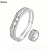 Donia Sieraden luxe armband Europese en Amerikaanse mode drie actieve diamanten koperen micro-ingelegde zirkoon armband ring set dame d226M