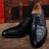 2024 Sapatos de vestido Ourui True Crocodile Leather Business Formal Homens Preto