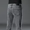 2024 Spring New Style Slim Fit Smoke Smoke Gray Dżinsy klasyczne styl Busin Fi Denim Pants Cott Spodni K99S#