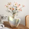 Vaser Human Staty Decoration Pearl Color Simulation Flower Dried Ceramic Vase vardagsrum Bokhylla TV -skåp Ornament