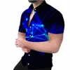 Летние мужские рубашки Fi для социальных сетей, рубашка с отложным воротником, повседневные топы с короткими рукавами и принтом звездного неба, мужская одежда S-4XL B5Cp #
