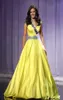 THE MISS TEEN USA 2019 Pageant Vestidos de celebridades Mancha amarela Vestidos de noite longos com decote em V profundo cintura com contas brilhantes formais Pa3354635