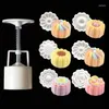 Bakvormen 6 stks/set Bloemvormige Mooncake Mold 50g Cake Hand Druk Fondant Maan Decoreren Gereedschappen Cookie Cutter Tool