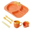 Наборы посуды -Распространение столовых приборов для детей творческого клубничного поезда, чтобы поесть с уверенностью, наборы 4pcs/6pcs Детская независимость