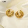 Boucles d'oreilles créoles XLNT en acier inoxydable 316L, plaqué or 18 carats, boucle d'oreille, anneaux pour femmes et hommes, Croissant torsadé géométrique