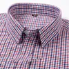 Camisa xadrez escovada de flanela escovada masculina 6XL grande 100% N-ir resistente a rugas manga LG Fi Slim Fit Busin casual d2ep #