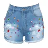 plus Size Summer Denim Shorts Women Mid Waist Ripped Frayed Hem Tles Stretchy Jean Shorts With Pockets Women's Summer Shorts P54e#