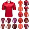 30 Colors Red Burdy Shirts for Men Silk Lg Sleeve Slim Fit Solid Plaid Casual Male Blouses Lapel Tops Clothing Barry Wang C0EW#