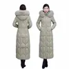 Tcyeek réel col de fourrure de renard 2023 hiver chaud femme 300g manteau en duvet de canard blanc à capuche x-lg veste bouffante femmes vêtements élégants n6sh #